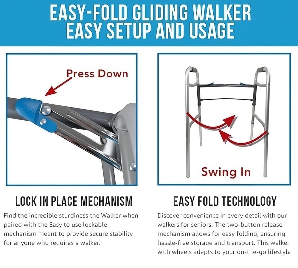 NEW Pro basics Two Button Walker 5” Wheels 300 Pound Capacity