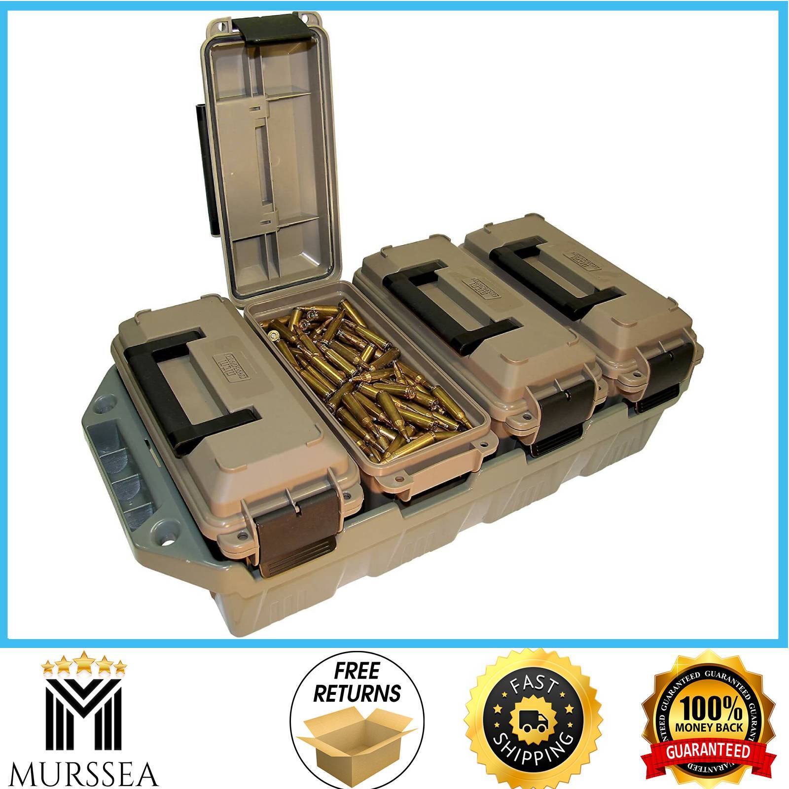 AMMO CRATE 4-Can Utility Box Stackable All-Caliber Case Bulk Ammunition Storage