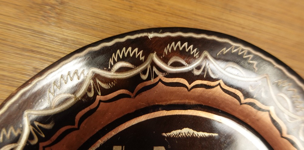 2 Decorative Etched Copper Wall Plates 7 3/8''