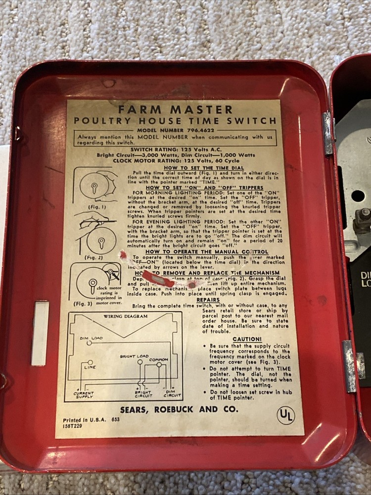 Vintage Farm Master Poultry Time Switch Sears Roebuck