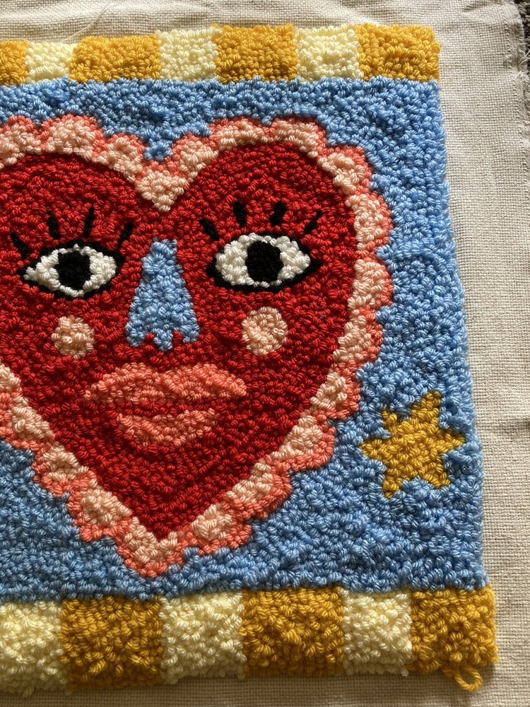 Punch Needle Piece With Heart Design