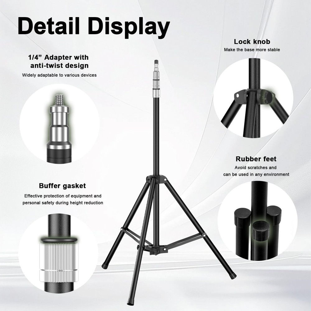 Photography Light Stand, 9.2ft/280cm Portable Reverse Folding Tripod with Tra...