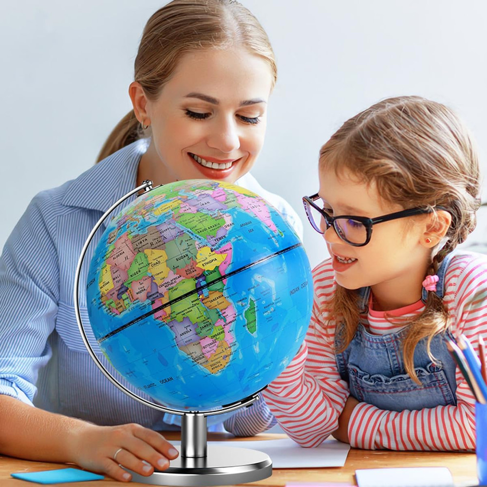 8'' Illuminated World Globe with Constellation Night Light, Educational Light Up