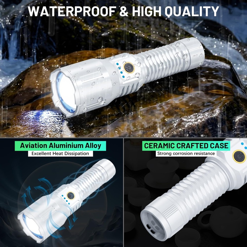 Laser Flashlights 5000.000 High Lumens Rechargeable, Super Bright LED Flashli...