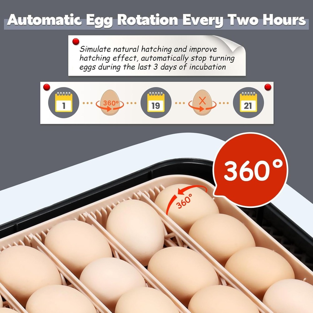 56 Egg Incubator with Humidity Display, Candler, Automatic Turner for Hatching
