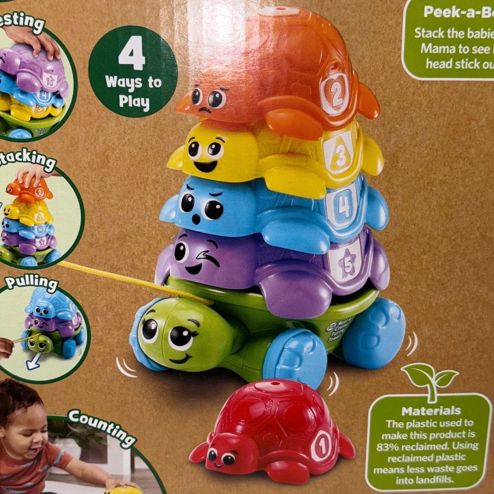 Leap Frog Kids Learning Nest & Count Turtle Tower Stacking Toy