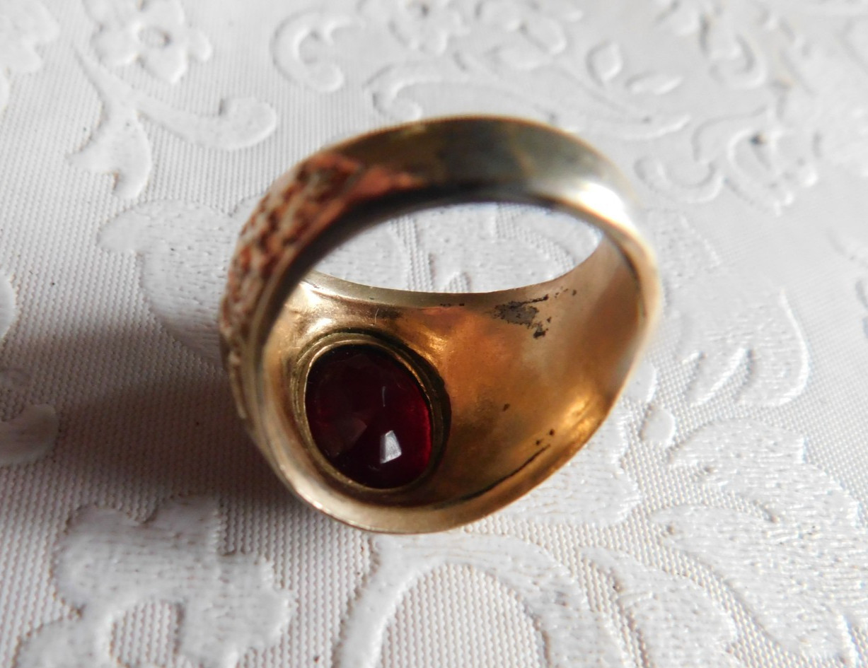 VINTAGE US ARMY CLASS RING 1/30 14K GOLD PLATED 'RGP' MARKED SZ 9.5 - 11.1g