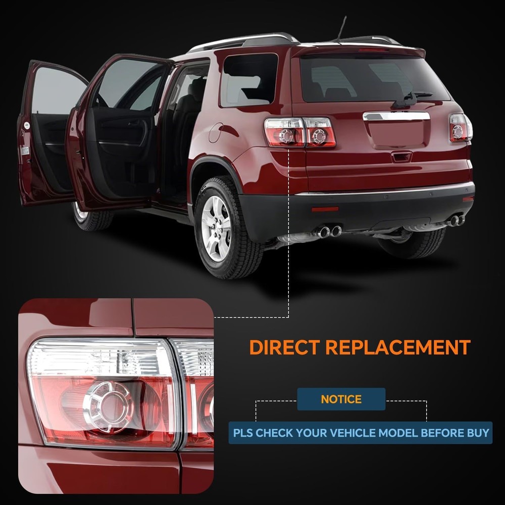 Tail Light Assembly Compatible with 2007-2012 GMC Acadia LED Left Driver Side