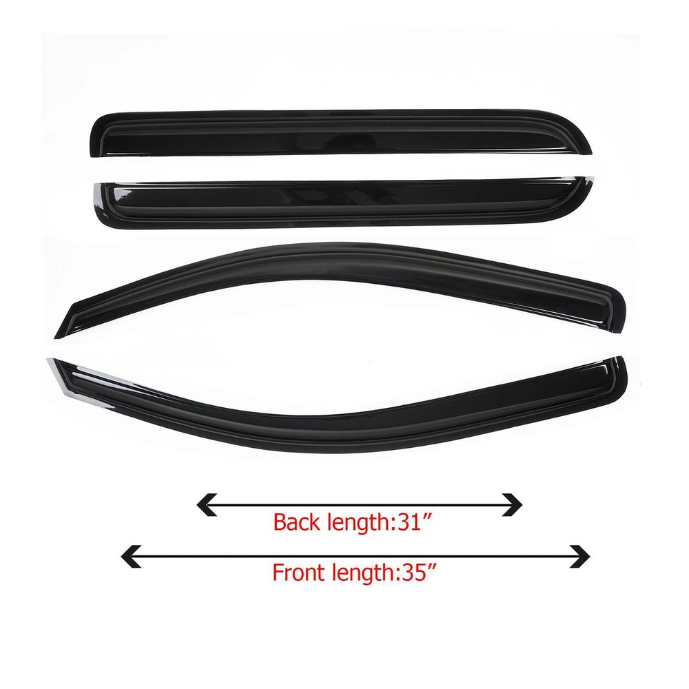 2014-2018 Chevy Silverado 4DR Crew Cab BLACK Door Vent Visors Window Rain Guards