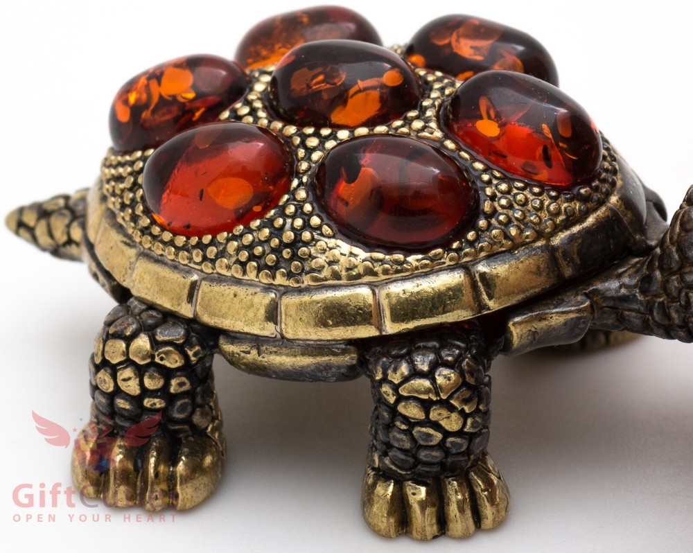 Solid Brass Amber Figurine fastest Tortoise Turtle talisman Totem IronWork
