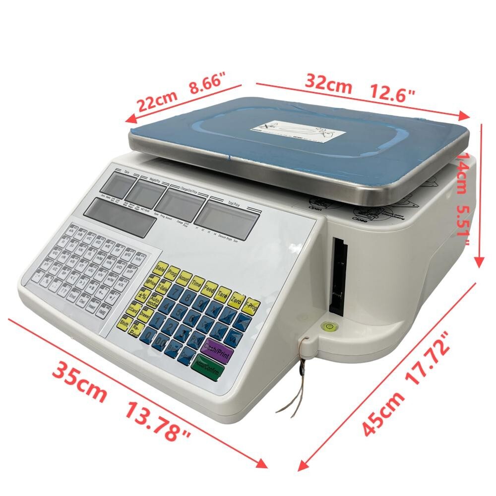 30kg Supermarket Computing Scale Barcode Thermal Printer 5 Window Digital Price