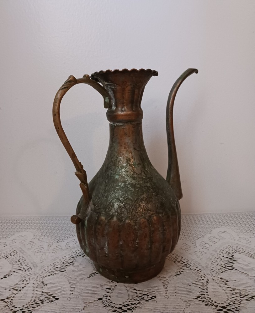 Antique Hand Hammered Middle Eastern Copper Water Pitcher, Egypt