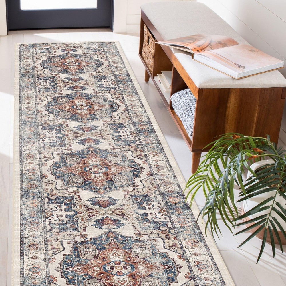 Hallway Washable Runner Rug - 2'6x14 Kitchen 2'6" x 14' (Rectangular), Brick