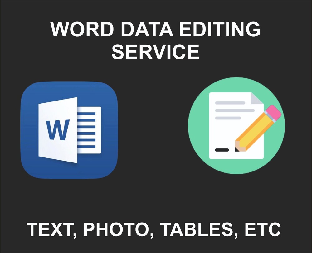 Word Data Add, Edit, Modify Service, Text, Tables, Databases, Photos
