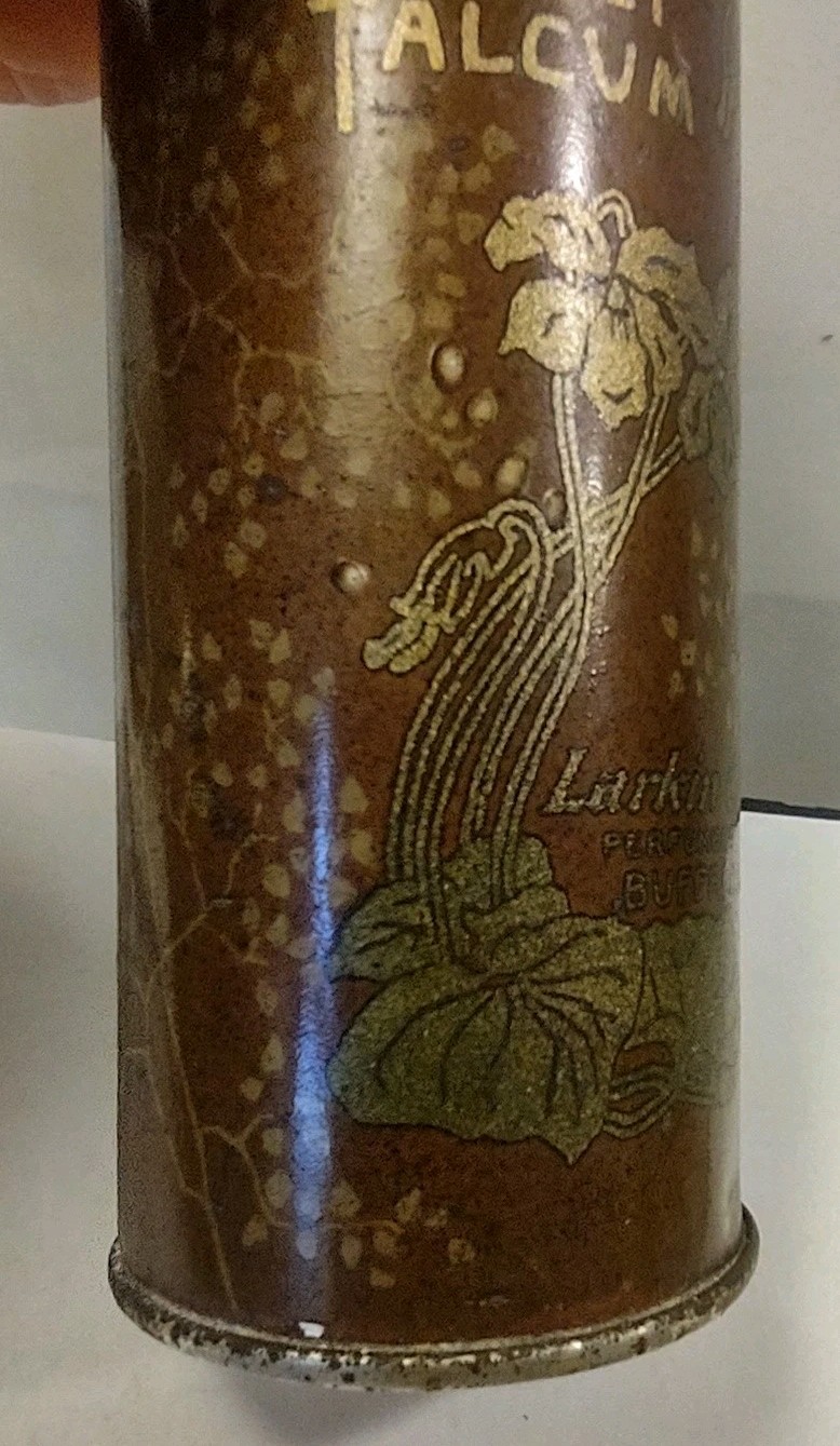 Antique Larkin Violet Talcum Powder Vanity Advertising Tin Buffalo NY