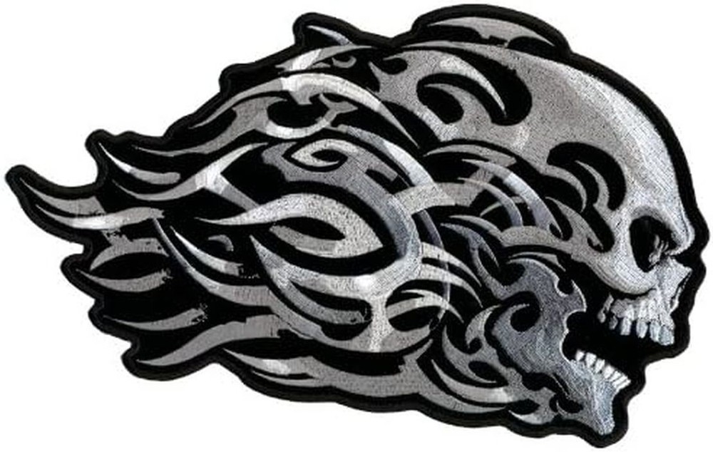 HEAD BUTT TRIBAL SKULL JACKET VEST BACK PATCH | 2PC SET - 12"X7.5" , 4X2.5"