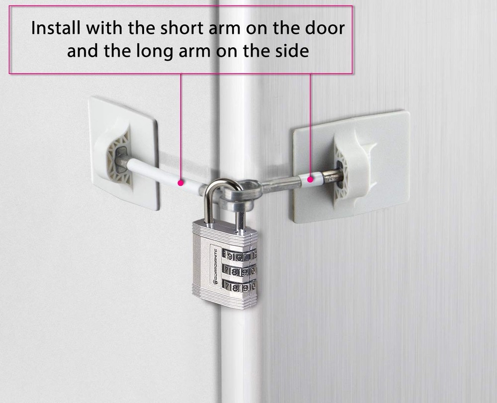 Refrigerator Lock (White with Silver Combination Padlock)