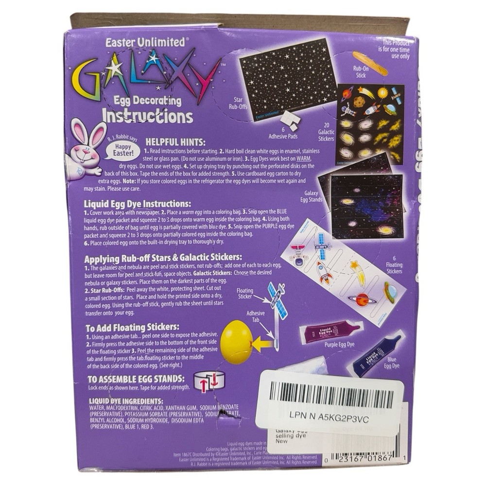 Galaxy Easter Egg Decorating Kit Multicolor Galactic Floating Stickers Stands