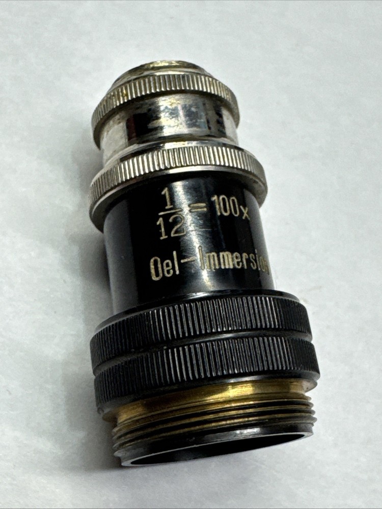 Vintage Microscope Objective Lens Steindorff Berlin 1/12 = 100x Oel - Immersion