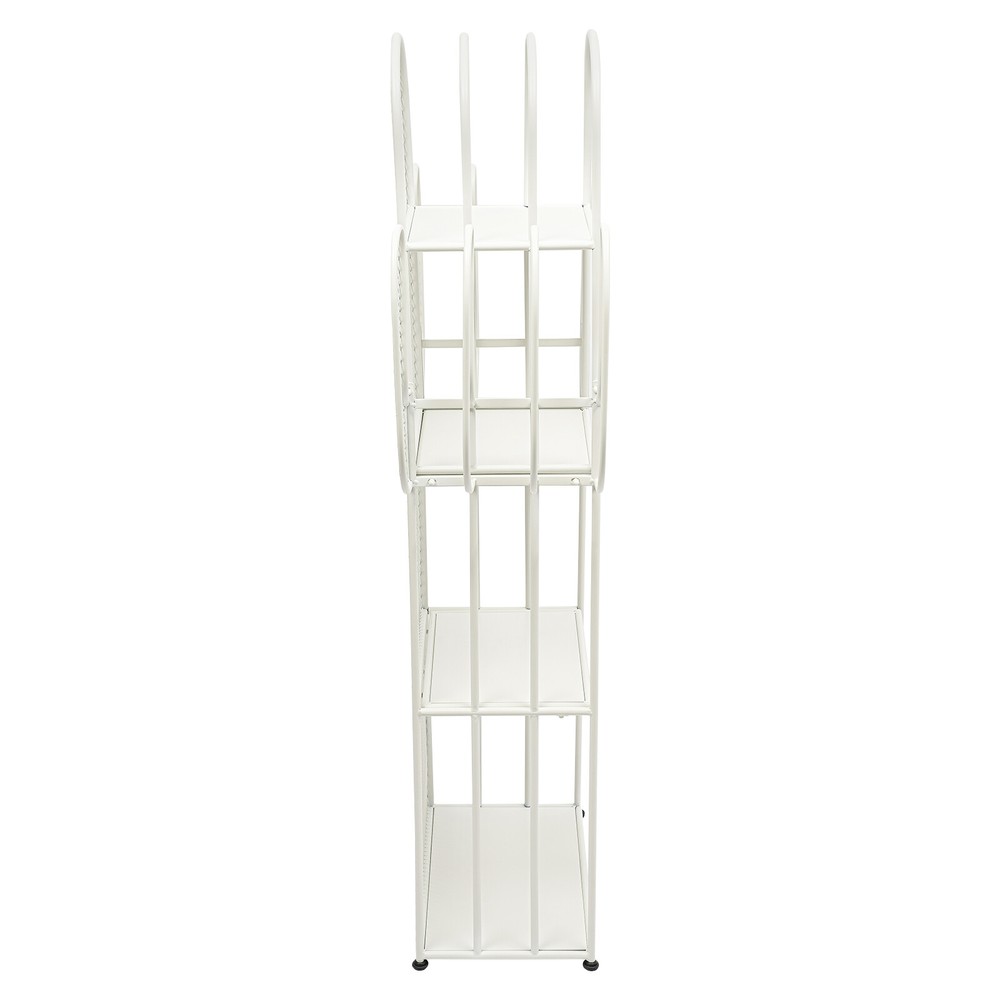 4-Tier Iron Book Shelf Cactus Bookcase W/ Mesh Baffle+6 Compartments For Study.