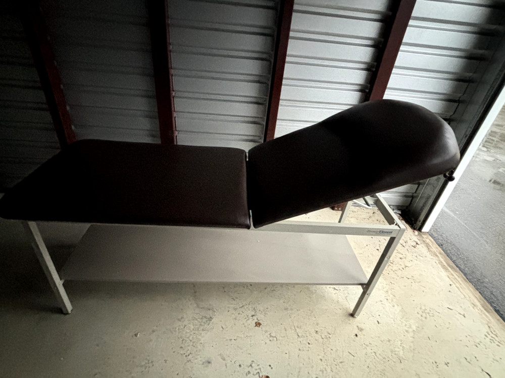Brewer Elements Treatment Table with Shelf Brown Upholstery