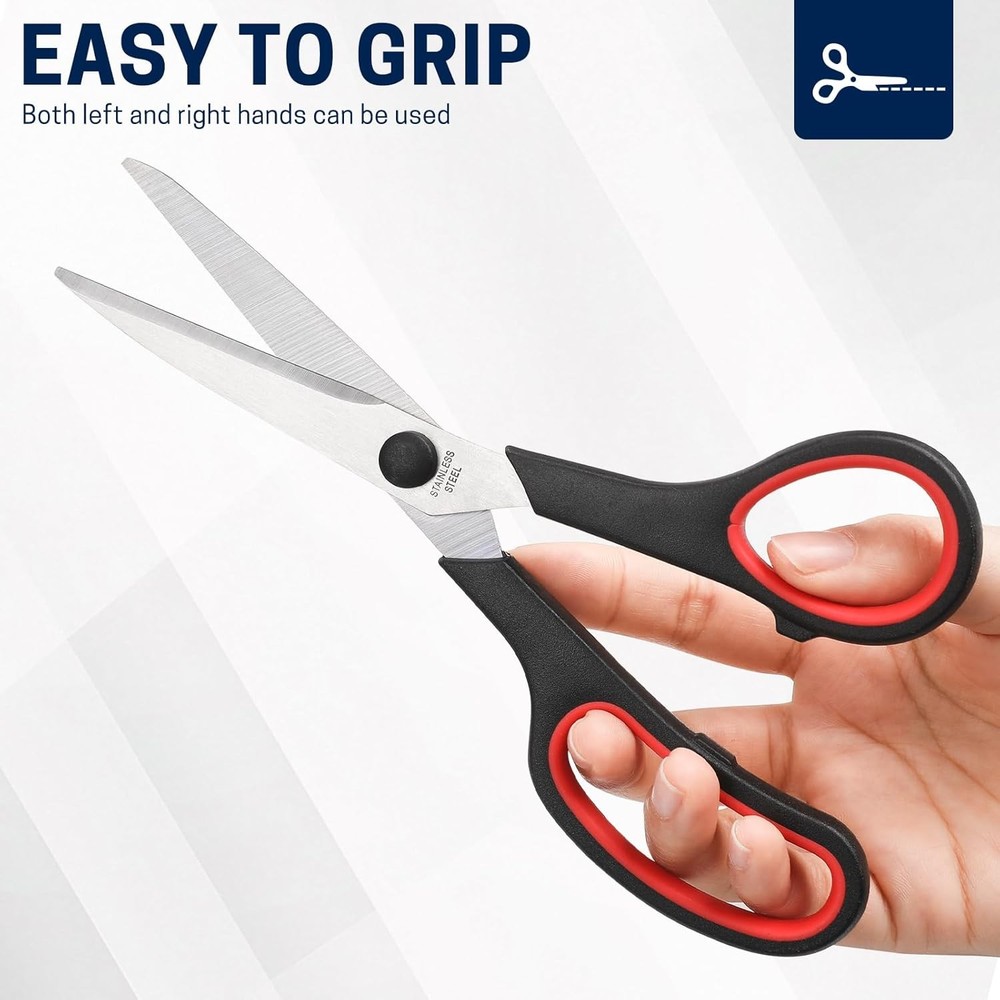 5-Pack 8" Scissors All Purpose Comfort-Grip Handles Sharp Scissors for Office