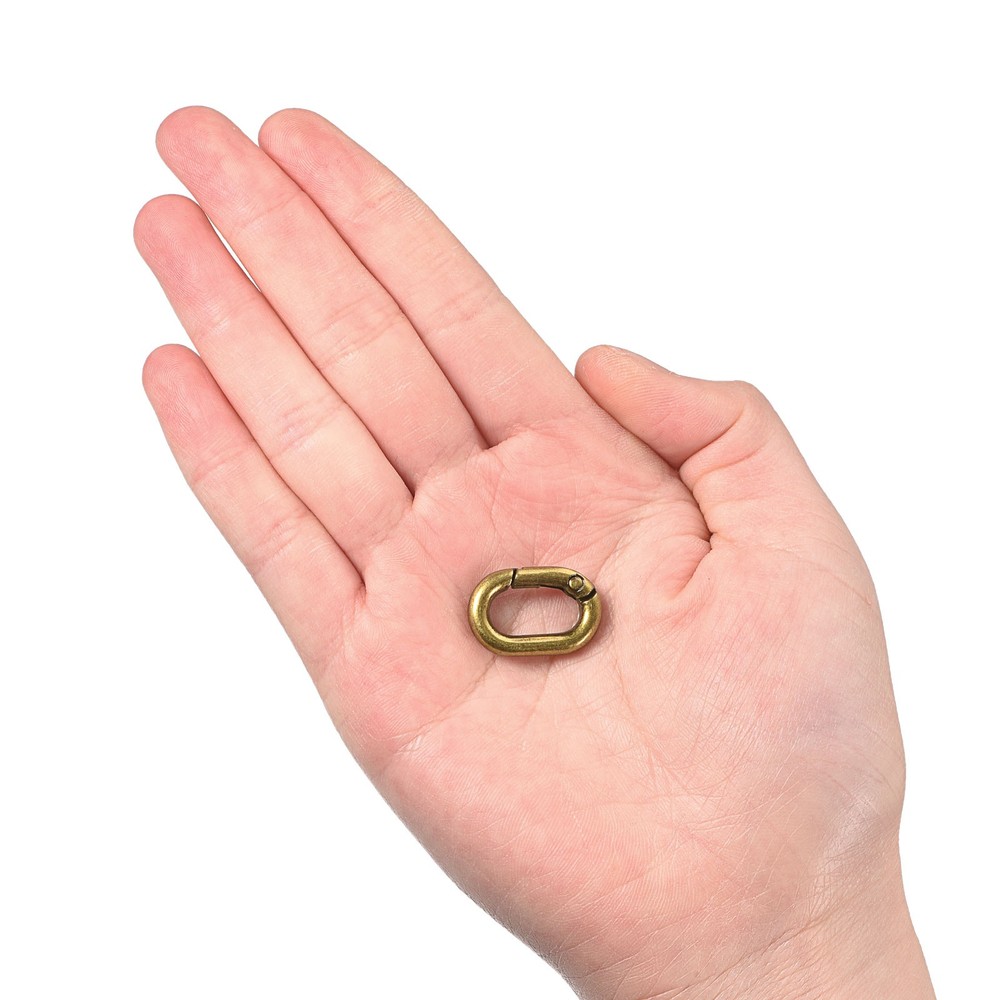0.83" Spring Oval Ring Snap Clip Trigger for Bag Purse Keychain, 6Pcs Brass