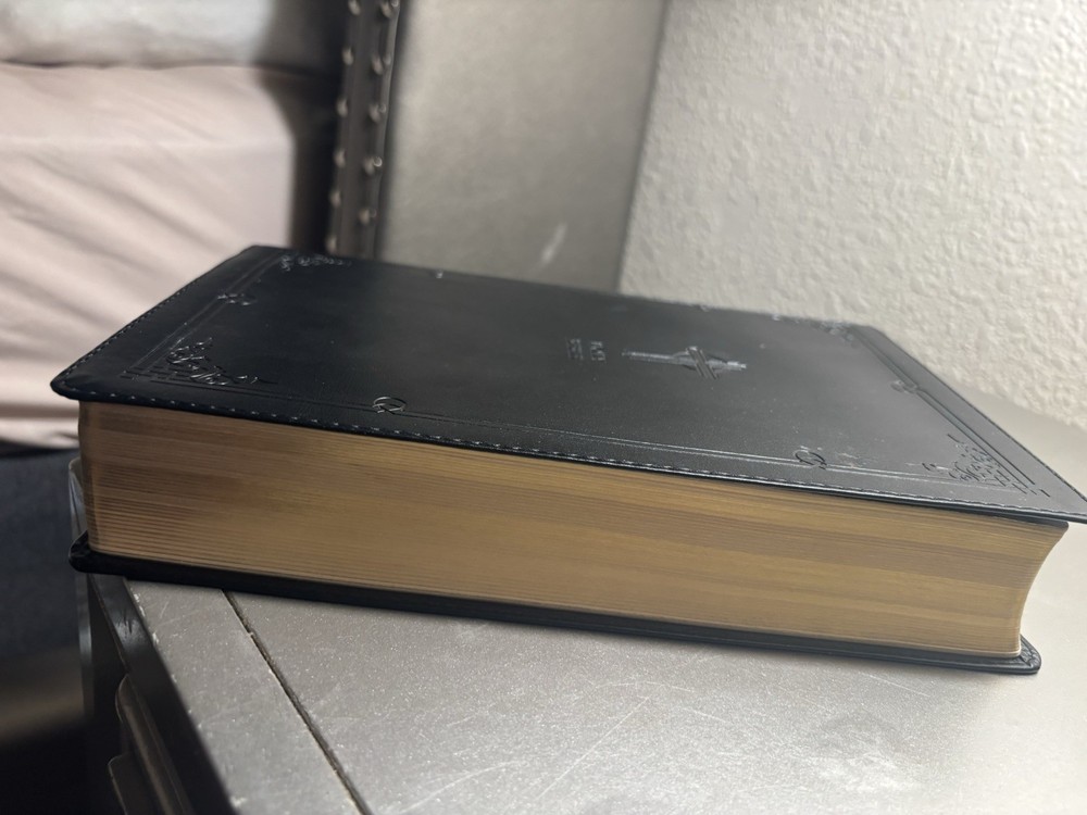 Holy Bible Black Leather Bound Cross Reference Edition Book Religious Scripture