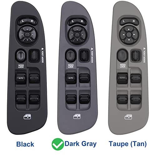 Power Window Control Switch Button & Grey Bezel, Compatible Driver Side Grey