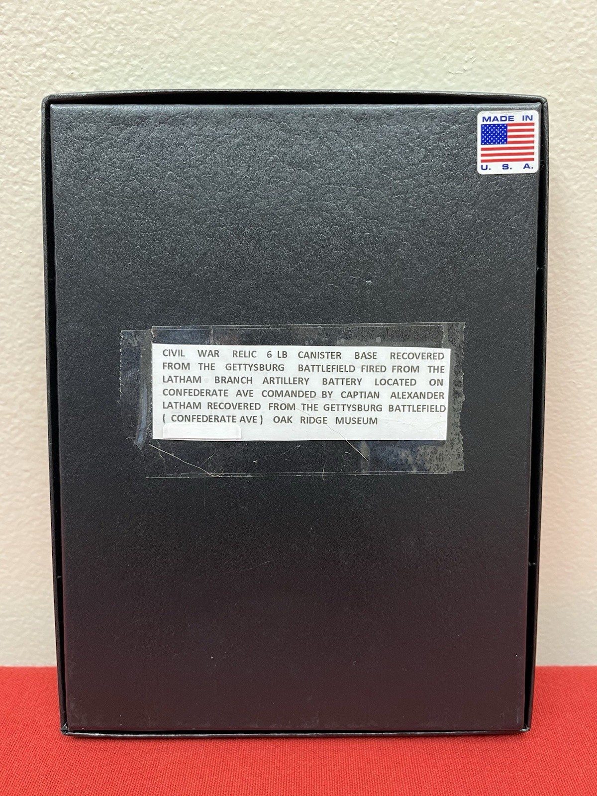 CIVIL WAR GETTYSBURG CSA 6LBS CANNISTER BASE, OAKRIDGE MUSEUM