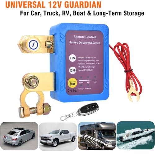 Remote Battery Disconnect Switch 12V, 240A Smart Voltage Sensitive Car Kill