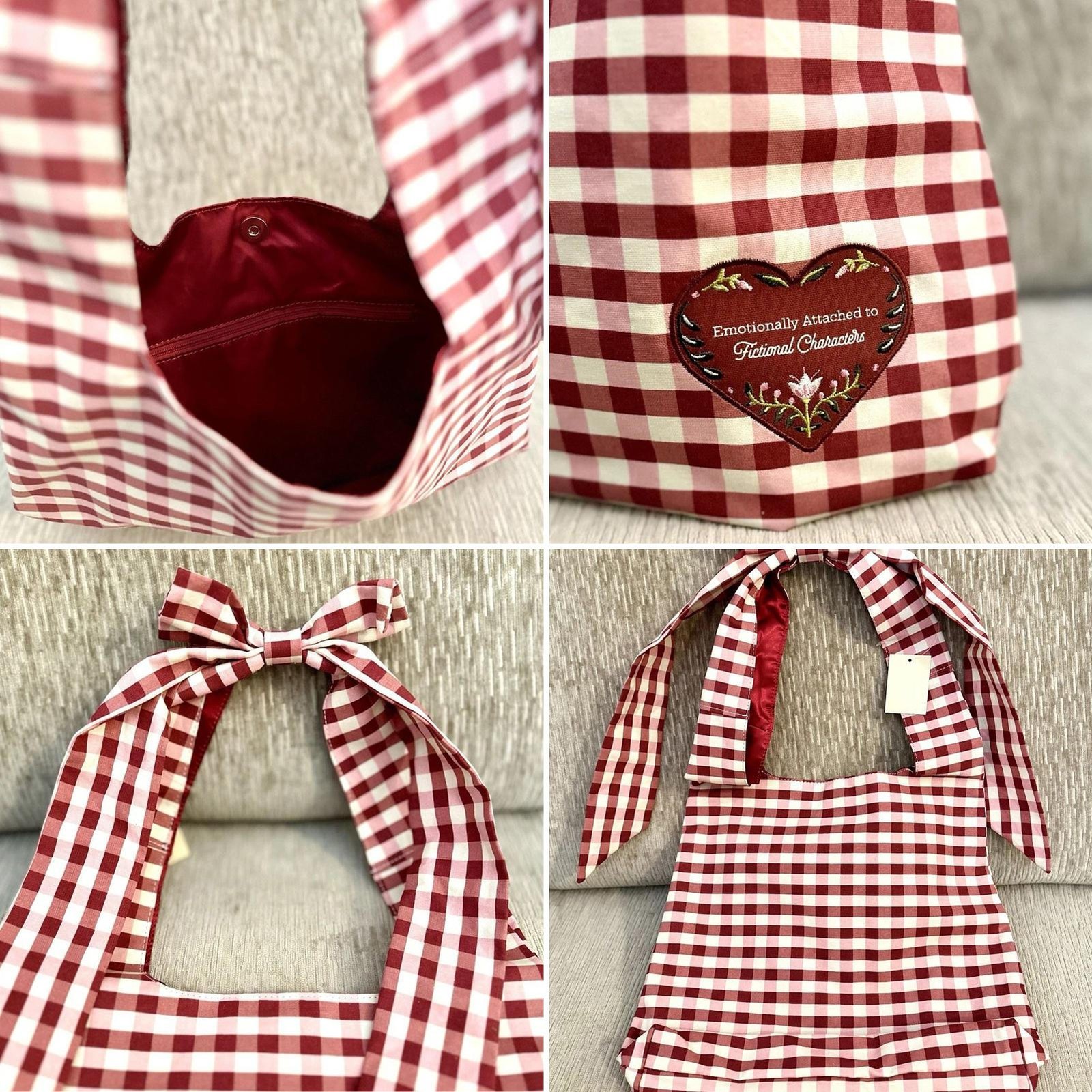 Barnes & Noble Valentine’s Day Book Tote Bag NEW With Tags 2026 Red White Check