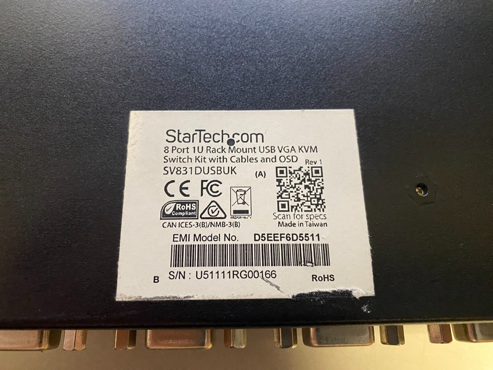 StarTech SV831DUSBUK KVM Switch, Tech Tested, No Power Adapter