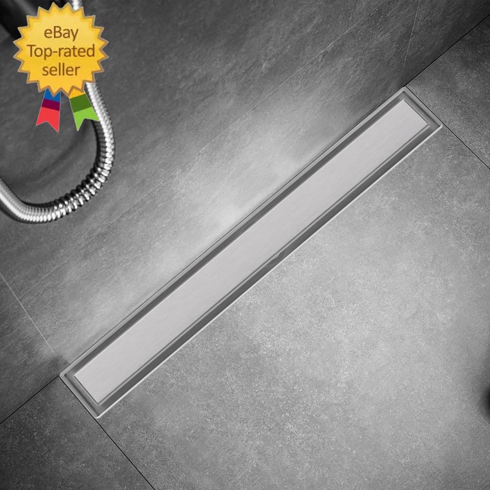 Linear Shower Drain 30 Inch Brushed Nickel withTile Insert Grate Rectangle Floor