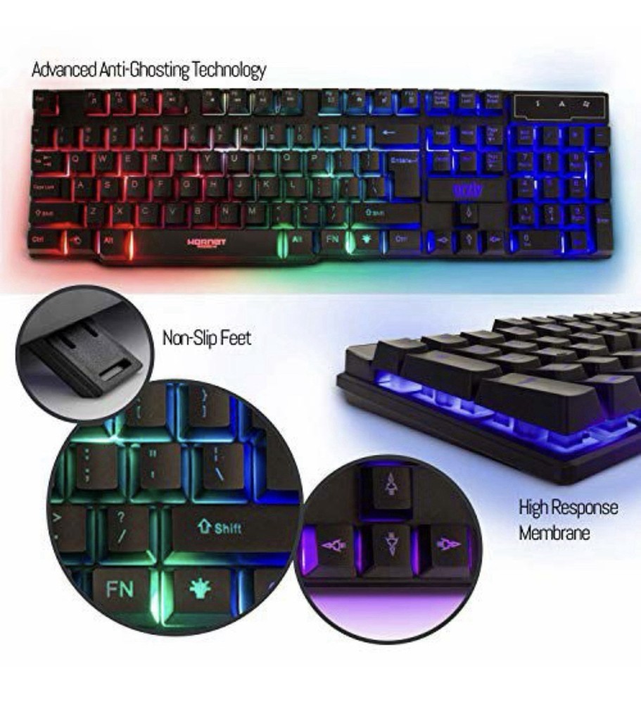 Keyboard Mouse & Headset Combo Pack with LED RGB Backlight PC Gaming Bundle