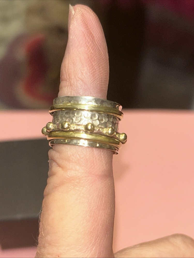 925 Sterling Silver Two toned Spinner Ring