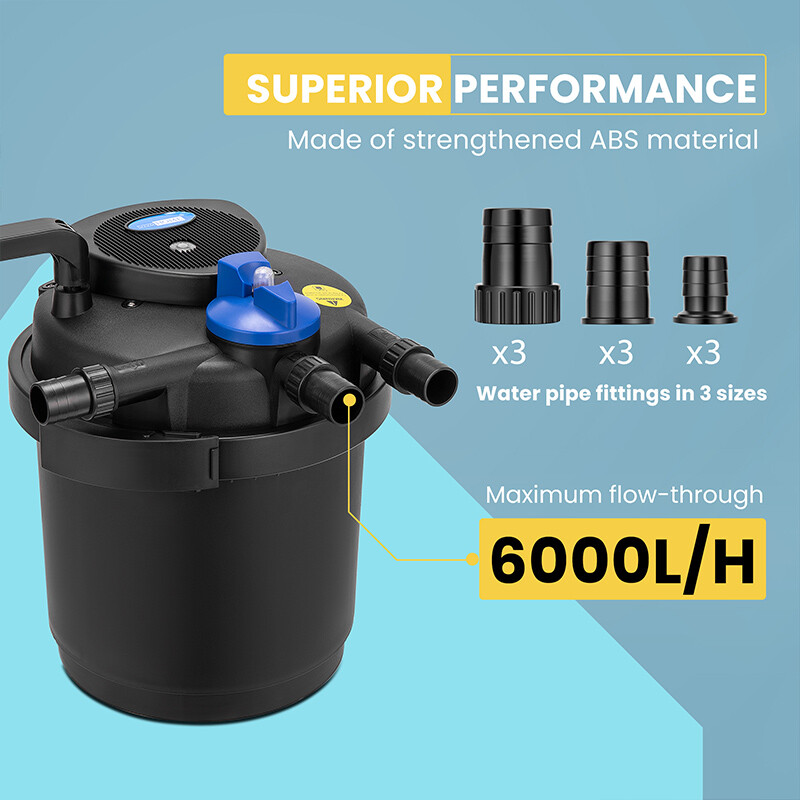 1600 Gal Pond Pressure Bio Filter w/ 13W UV Sterilizer Light Koi Fish ETL Listed