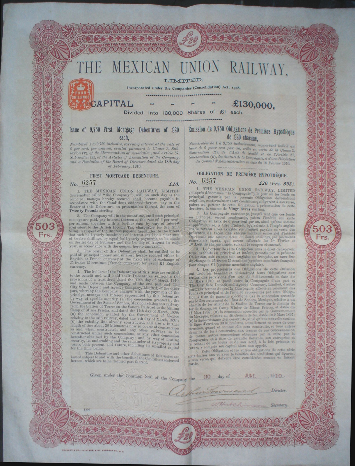 Mexico 20 x Mexican Stocks & Bonds uncancelled + coupons