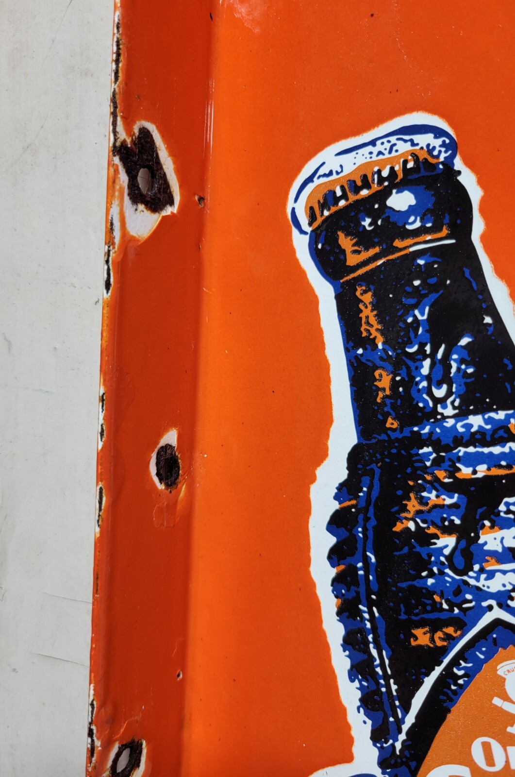 VINTAGE ORANGE CRUSH PORCELAIN SIGN OLD SODA FLANGE COLA BEVERAGE DRINK FOOD 20"