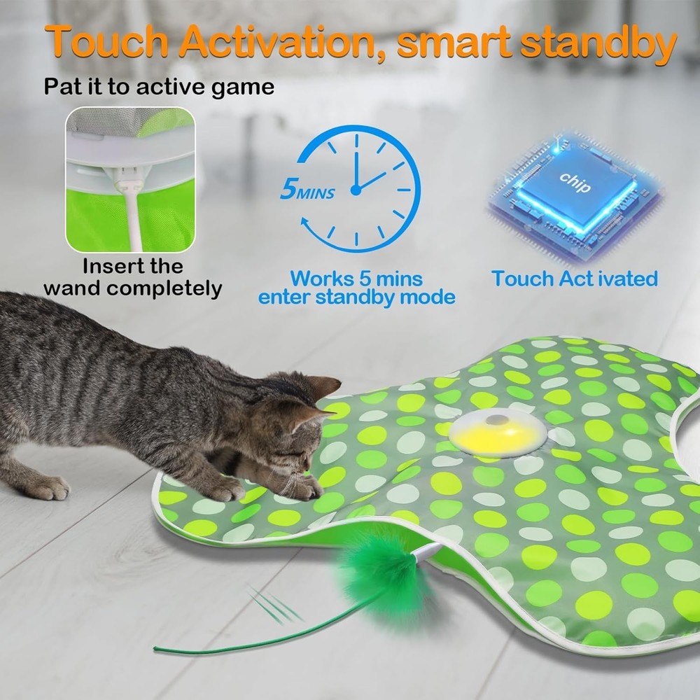 Motion Activated Moving Feather USB Rechargeable Interactive Cat Toy Automatic