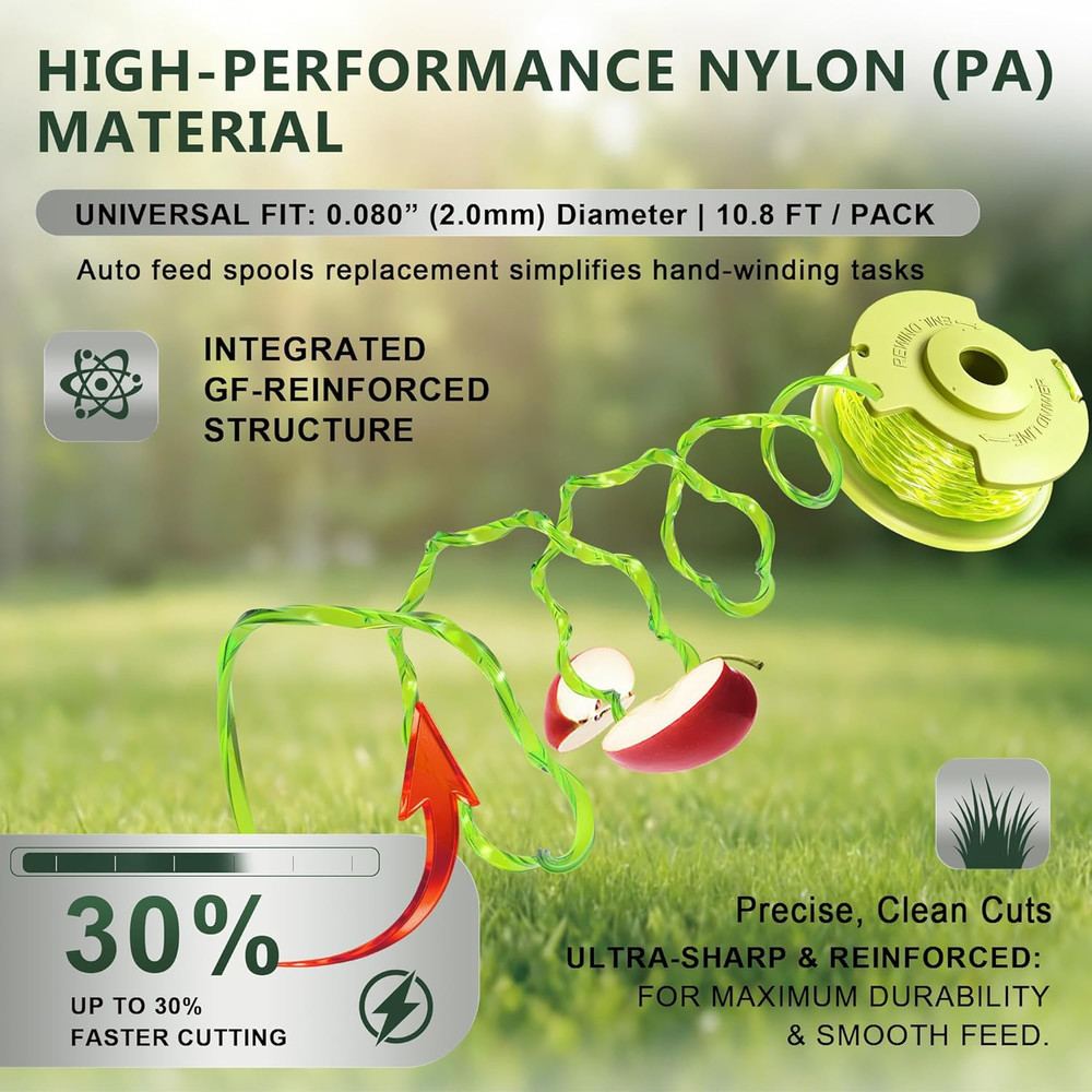 Weed Wacker String Compatible for Ryobi One Plus+ AC80RL3, 11Ft 0.080" String Tr