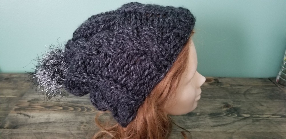 Handknit Chunky Cable Slouchie Beanie