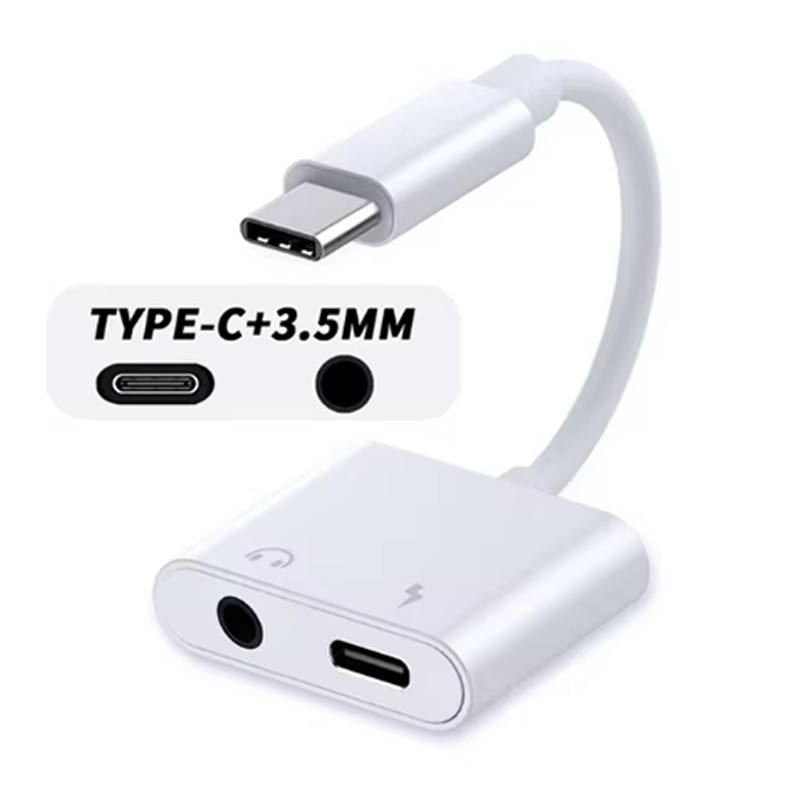 2 in 1 Charger Headphone USB Type C to 3.5mm Aux Audio Cable Cord Adapter lot