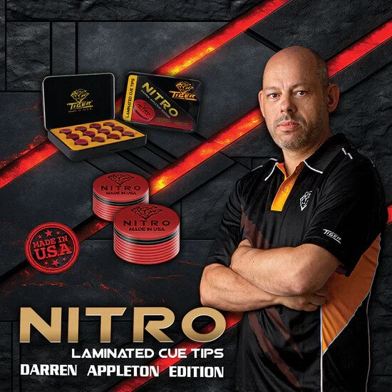 (X1) Tiger Nitro Laminated Cue Tip- Darren Appleton Edition