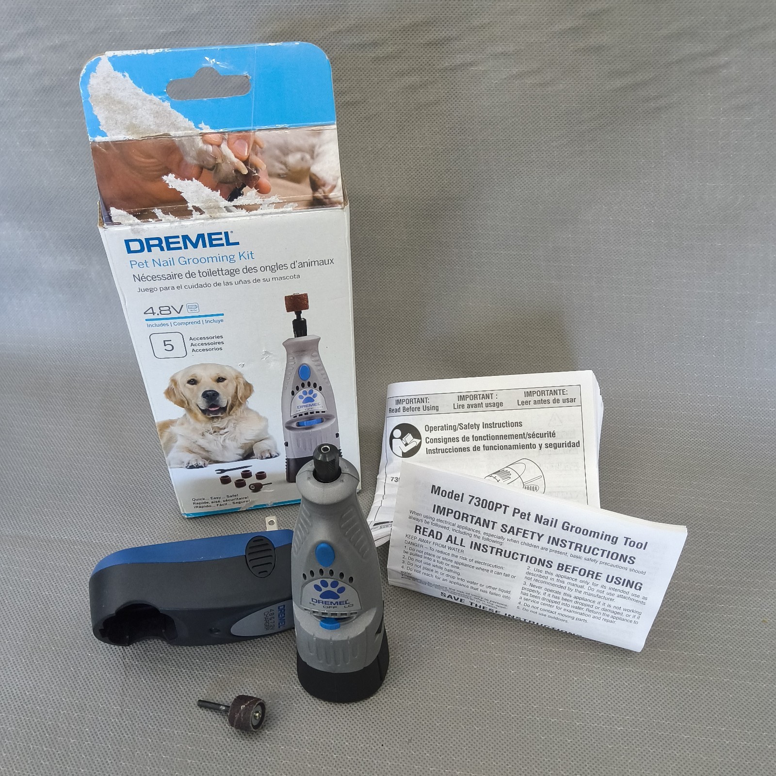 Dremel 7300-PT Rotary Pet Nail Grooming Kit w/ Accessories Charger Dog