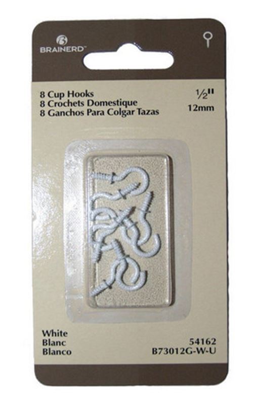 1/2" White Cup Hook - 8 Pack 54162