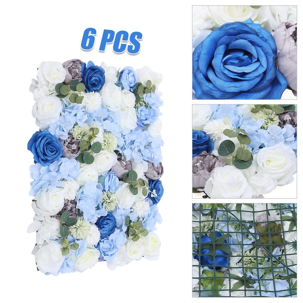 6x Artificial Flower Wall Panel Silk Rose Hydrangea Backdrop Wedding Party Decor