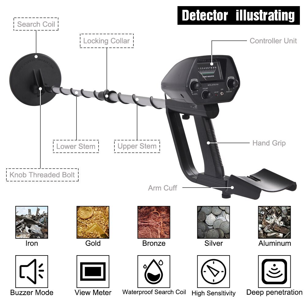 Waterproof LCD Metal Detectors Gold Digger Deep Sensitive Hunter Coil Searcher