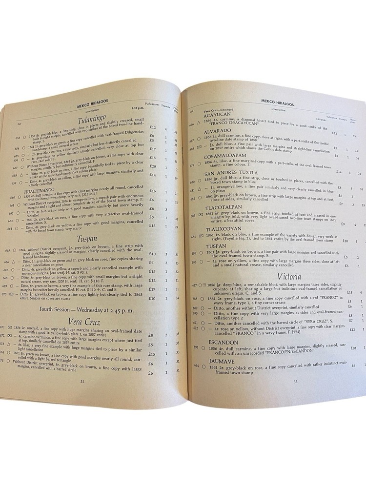 1960 Robson Lowe Mexico Auction Catalogue - Quast Hidalgo & Eagles Collection