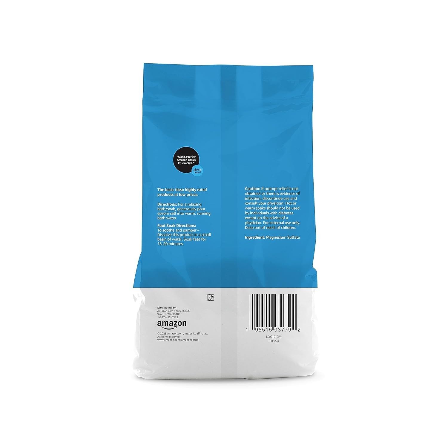 Epsom Salt Soak Unscented Magnesium Sulfate USP Muscle Relief Bath 48 oz, 3 lbs